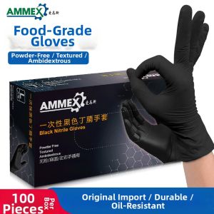 AMMEX | Disposable Durable Black Nitrile Thick Kitchen Gloves