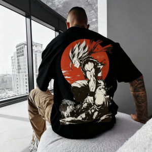 Bandai | Dragon Ball Anime Gohan Color Printed T-shirt 2025 Mens Summer New Hip Hop Trend Versatile Large Loose Casual Parent Child Top