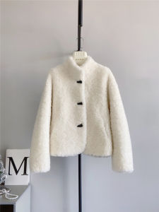 Lamb Fur Coat Womens Korean Style Thickened Stand Collar Integrated Leather And Fur Outerwear Short Length Winter Coat