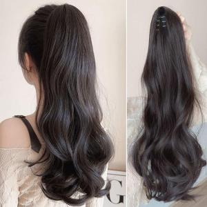 Wig Womens Curly Hair Ponytail Extension Curly Hair Natural Curly Hair Ponytail Grip Style Large Waves Realistic Medium Length