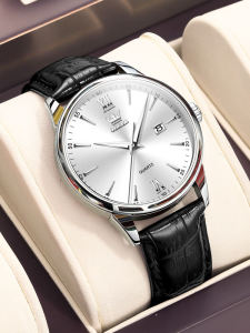 Mens Quartz Watch Leather Band Mechanical Style Student Business Famous Brand Simple round Dial Calendar Display Pointer Type