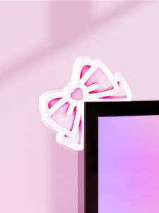 Kawaii Bow Monitor Decor Pink Acrylic Bowknot PC Accessories Cute Desktop Decoration for Gaming SetupScreenHome Office & Gift