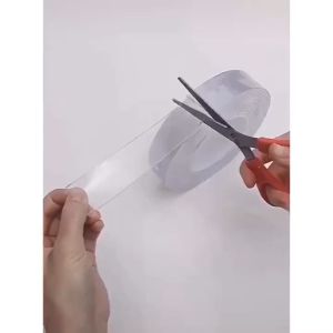 Băng keo nano 2 mặt siêu dính trong suốt dày 1mm rộng 3.2cm chất liệu acrylic dán mọi vật dụng