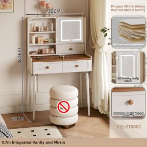 YANGYING | Compact Modern Cream Wooden Dressing Table Bedside Storage Cabinet