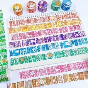 WASHITAPE MASKING TAPE BEAR AND RABBIT SERIES SELOTIP KERTAS LUCU KAWAII CUTE TEMA BERUANG KELINCI KARTUN CERITA DONGENG UNTUK SCRAPING BOOK SCRAPBOOK AESTHETIC JOURNAL JOURNALING