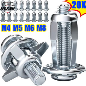 【WOKEN】20PCS M4 M5 M6 M8 Metal Petal Rivet Nut with Screw Car License Plate Fixing Screw Jack Base Clip Fixing Plate Bolt Car Repair Tools Accessories