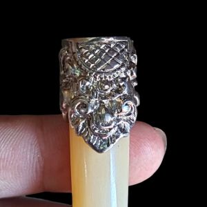 pipa Once Bahan Tulang Asli Ring Tebal Alpaka Barong