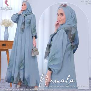 SHOFIYA | Nirmala Set Hijab Gamis Muslimah Terbaru / Gamis Set Hijab Motif Bunga Kondangan Pesta Ld 112