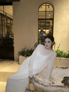  Womens Micro-Porous Sunscreen Dress Set Long Sleeve round Neck Two-Piece Suit Anti-Aging Fashionable Summer Outfit