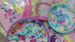Hasbro | KAYOU My Little Pony Themed Disposable Party Tableware Paper Cups Paper Plate Childrens Birthday Party Decoration Supplies