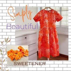 🧡🧡Lovely Orange Flower Batik Dress comes with 2 Free Scrunchies 🧡🧡