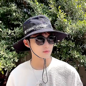 หมวกกันแดด เดินป่าหมวกถัง กันแดด ป้องกันรังสียูวี มีช่องระบายอากาศ มีสายรัดคาง สําหรับตกปลา เดินป่า กลางแจ้ง