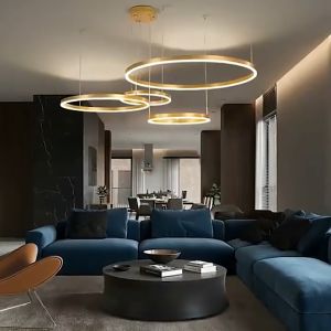 Living room pendant lamp modern simple personality creative red circle lamp postmodern light luxury atmosphere dining room bedroom lighting