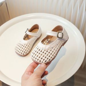 Princess Style Girls Sandals Summer Soft Bottom Slip-On Shoes Childrens Footwear Casual Comfortable PU Upper Wear Resistant Rubber Sole