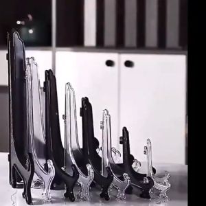 10ชิ้น ขาตั้งจานชามแบบใสพับได้ขาตั้งอะคริลิกพับได้สำหรับงานศิลปะบนจานชาม ขาตั้งจานใสที่ใส่รูปภาพกรอบรูปสำหรับแสดงรูปภาพ