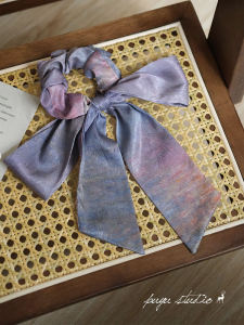 Handmade Lazy Style Hair Ties Large Bowknot Ribbon Hair Bands Fashionable Hair Accessories Paying Tribute to Monet Mist Sun
