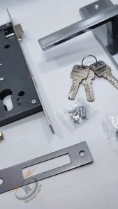 Handle Pintu Set Kunci Pintu Rumah 1Set Gagang Kotak Minimalis Crome Ukuran 25cm (BOSTON ORYGINAL)SN