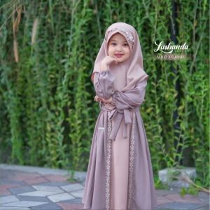 Lashanda dress kids gamis anak perempuan gratis pashmina terbaru 2023 viral/gamis syakilla plus kerudung