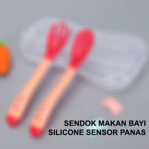 BBLIVE Set Sendok Makan Bayi Silicone / Set Makan Silicone Bayi / Sendok Garpu Training Mpasi Bahan Silicone PBA-5007
