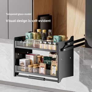 Double-layer Pull-down Kitchen Cabinet Organizer for Spices and Snacks