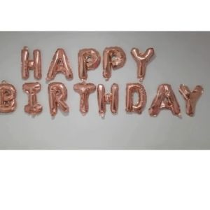 (Gifts Home) Balon Foil Huruf RoseGold A-Z /Balon Foil Angka 0-9 RoseGold Uk.40cm/ Balon Huruf Pesta - Warna Rose Gold, Ukuran 40cm, Tersedia BDAY