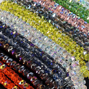 75Pcs 5*8mm Flat Round Austria Crystal Wheel Bead Rondelle Faceted Tyre Loose Spacer Glass Bead For Jewelry Making Bracelet DIY