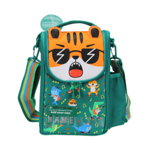 Australia smiggle original childrens lunch bag boy messenger bags green tiger handbag Waterproof thermal insulation9 inches