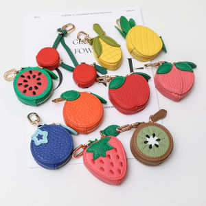 PU Leather Fruit Coin Purse New Small Fresh Lemon Strawberry Cherry Mini Wallet Cute Hanging Multifunctional Coin Bag Pendant