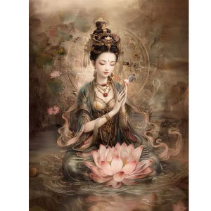 Jigsaw Puzzle 500/1000/1200/2000PCS Lotus Guanyin Buddha Religious Scene Brain Teaser Calming Activity Decor Gift