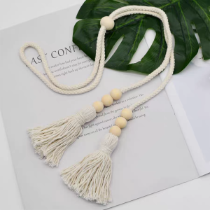 2pcs Nordic curtain straps wooden bead weaving tassel binding rope curtain decoration
