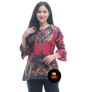 Atasan Batik Wanita Lengan 3/4 Baju Seragam Kantor