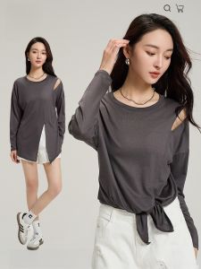 MiiOW | Cat Woman Lyocell Cool Sensation Split Base Shirt Women Summer 2025 Loose Slimming Shoulder Design Unique T-shirt