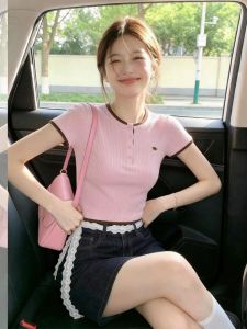 Loowmane | Pink Shoulder Design Slim Fit T-Shirt