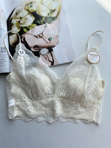 ถ้วยคริสตัลบางเฉียบ ลูกไม้ เสื้อชั้นใน เซ็กซี่ สไตล์ฝรั่งเศส เปลือย ไม่มีสาย Bralette สําหรับหน้าอกใหญ่ดูเล็กลง เสื้อกั๊ก สไตล์บรา