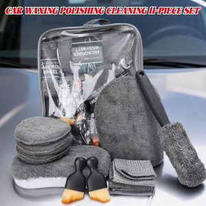 11 cái khăn lau xe hơi bằng sợi microfiber Kit bàn chải lốp đầu loại bỏ miếng đệm chi tiết bọt biển làm sạch nội thất cần thiết dụng cụ làm sạch