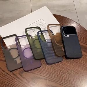 Luxury Corrugated Stripe For Magsafe Magnetic Wireless Charging Case For Xiaomi 13 14 15 17 Pro Max Shockproof Matte Cover