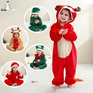 ชุดรอมเปอร์เด็กทารก MICHLEY ลายคริสต์มาส ผ้าฟลานเนล ชุดคอสเพลย์ ชุดน่ารักสำหรับเด็กวัยหัดเดิน ชุดบอดี้สูท จั๊มสูท ชุดแฟนซี สำหรับเด็กหญิง เด็กชาย
