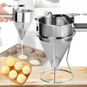 1200ML Stainless Steel Batter Funnel with Stand Pancake Batter Dispenser Leaking Bucket Baking Tool