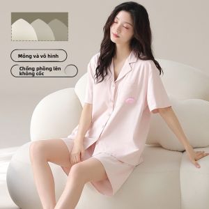 MiiOW | Bộ đồ ngủ cotton nguyên chất cho nữ mùa hè 2025 Áo sơ mi rộng rãi thoáng khí không dính mồ hôi Bộ đồ mặc nhà thoải mái