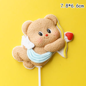 Valentines Day Butter Bear Arrow Proposal Soft Silicone Decoration Couple Cake Decorations Festive Celebration Supplies