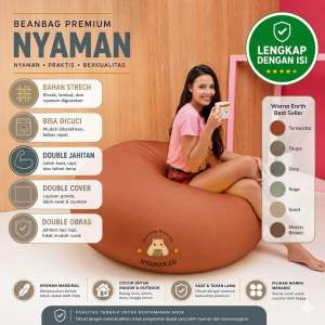 Nyaman.co Bean Bag Melaro Premium plus Isi Full | Kursi Santai Sofa Lesehan Dewasa Beanbag Minimalis