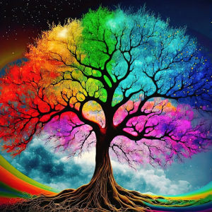 HUACAN Coloring By Numbers Tree Of Life Picture Diamond Painting Landscape Drawing DIY Kit Wall Decoration