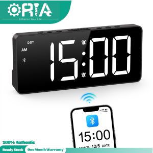 Local Stock ORIA Digital Alarm Clock with Bluetooth Auto Time Sync LED Alarm Clock with Adjustable Brightness and Volume Snooze 12/24 Hour Display