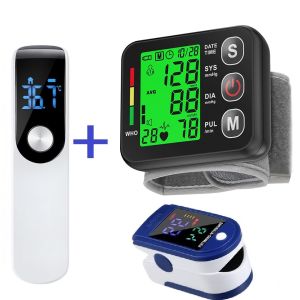 New LED Wrist Blood Pressure Monitor Sphygmomanometer Tonometer BP Monitor Non Contact Infrared Medical Thermometer