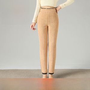 MiiOW | Quần legging dày màu đen cho nữ mùa đông quần dài ấm áp cạp cao bằng vải nỉ cừu dày đặc quần cotton Đông Bắc