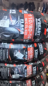 BEAST MOTORCYCLE TIRE FLASH TUBELESS TIRE SIZE 14 WITH FREE SEALANT AND PITO