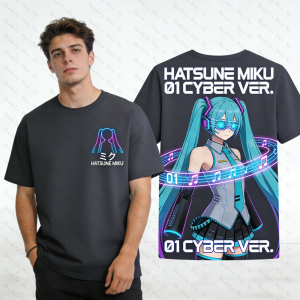 Bandai | Vintage Cyberpunk Hatsune Miku T-shirt Men Women Summer Short Sleeve Vocaloid 01 Gaming Graphic Tee Oversized Hip Hop Streetwear