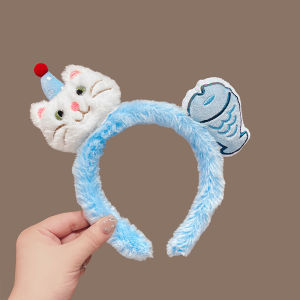 Cute Cartoon Cat Plush Hairband Womens Early Autumn Style Hair Clip Makeup Press Hair Headband Fashionable Hair Accessories