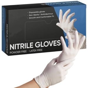 Găng Tay Dùng Một Lần Màu Trắng Nitrile Không Chứa Latex Đạt Tiêu Chuẩn Thực Phẩm Dùng Cho Vệ Sinh Gia Đình Nghệ Thuật Xăm Hình Chuyên Viên Thẩm Mỹ Kỹ Thuật Viên Làm Móng - Gói 100 Chiếc