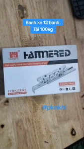 [Chính hãng] Bánh xe 12 bánh Hammered inox  cửa lùa treo